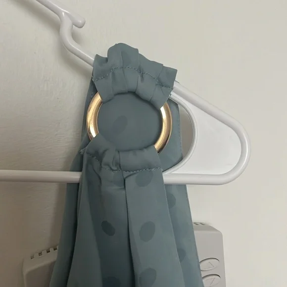 Favorite Daughter The Singles Table Blue Slate Polka Dot One-Shoulder Dress, new - Picture 8 of 9